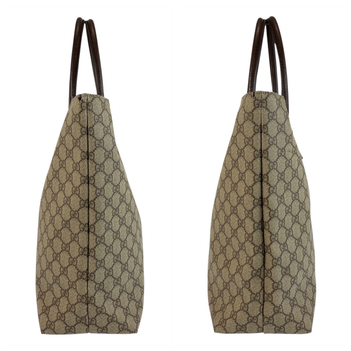 GUCCI Tote Bag 131220 GG Supreme canvas, leather Beige Brown SilverMetal Tote Bag handbag Women Used Authentic