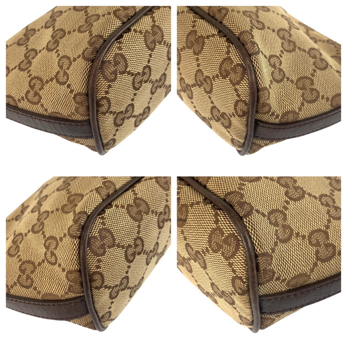 GUCCI Handbag 141809 GG canvas Beige SilverMetal Handbag accessory pouch Sherry line Women Used Authentic
