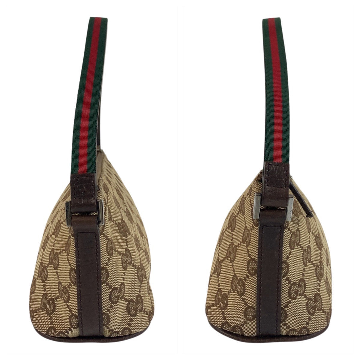 GUCCI Handbag 141809 GG canvas Beige SilverMetal Handbag accessory pouch Sherry line Women Used Authentic