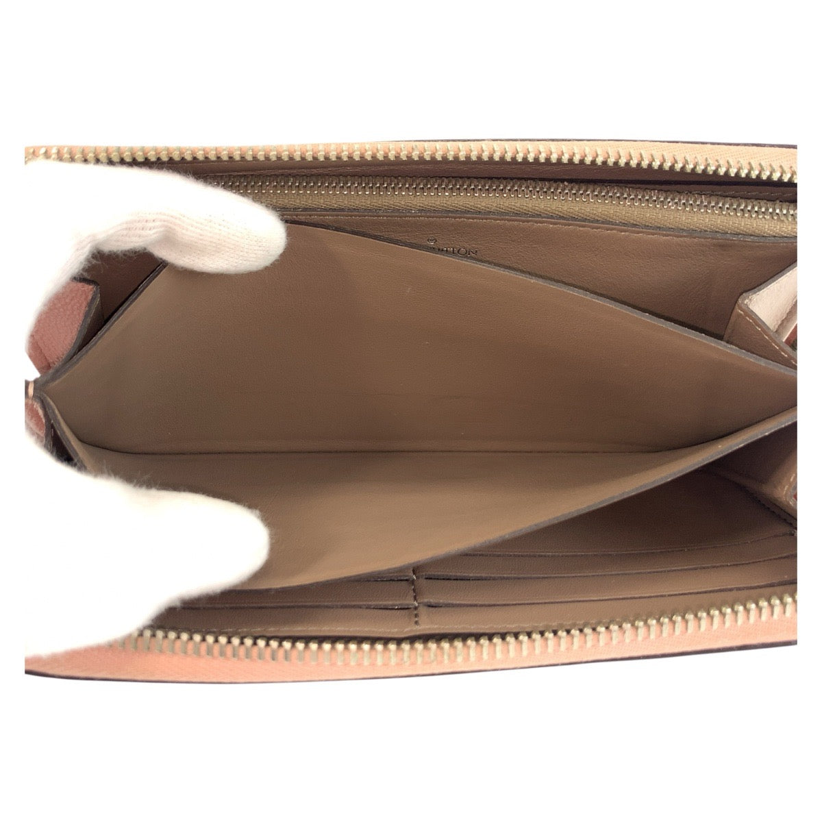 LOUIS VUITTON Long Wallet Purse M60148 leather Magnolia Pink Greige SilverMetal Long Wallet Purse Portefeuille comet Women Used Authentic