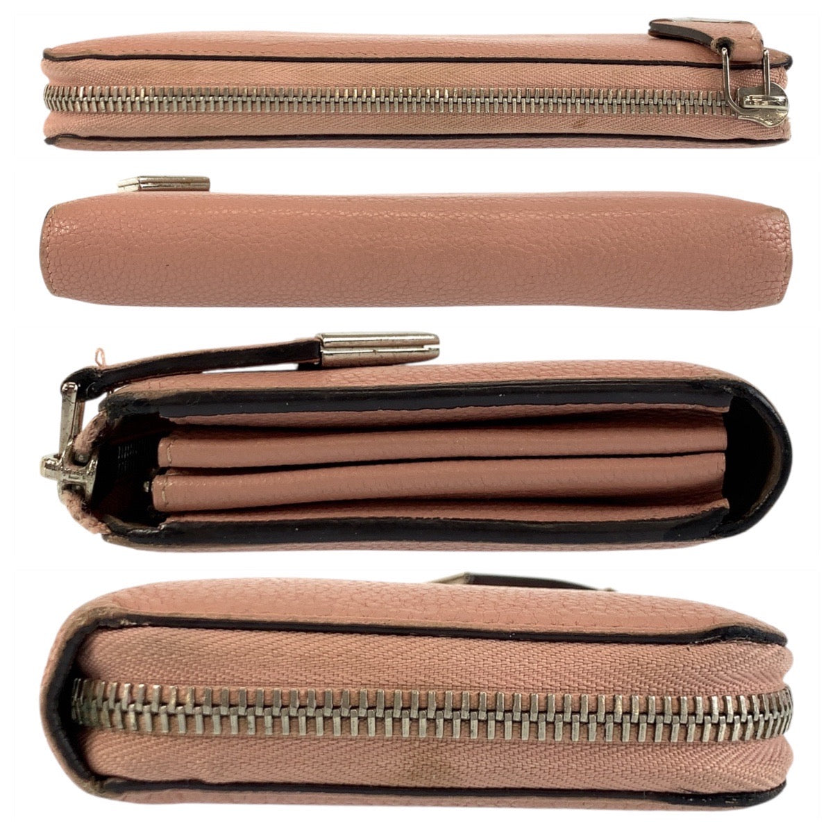 LOUIS VUITTON Long Wallet Purse M60148 leather Magnolia Pink Greige SilverMetal Long Wallet Purse Portefeuille comet Women Used Authentic
