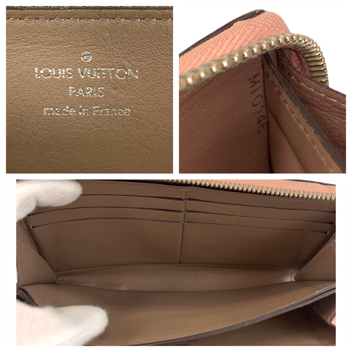 LOUIS VUITTON Long Wallet Purse M60148 leather Magnolia Pink Greige SilverMetal Long Wallet Purse Portefeuille comet Women Used Authentic