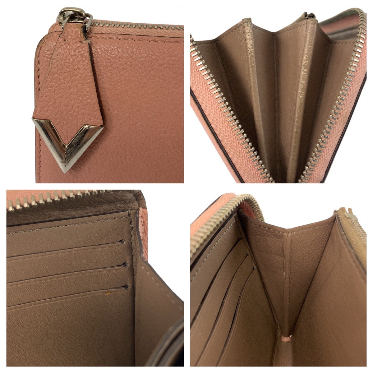 LOUIS VUITTON Long Wallet Purse M60148 leather Magnolia Pink Greige SilverMetal Long Wallet Purse Portefeuille comet Women Used Authentic