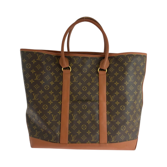 LOUIS VUITTON Tote Bag M42420 PVC Brown Gold Metal Tote Bag Shoulder Bag Monogram Sac Weekend GM mens Used Authentic