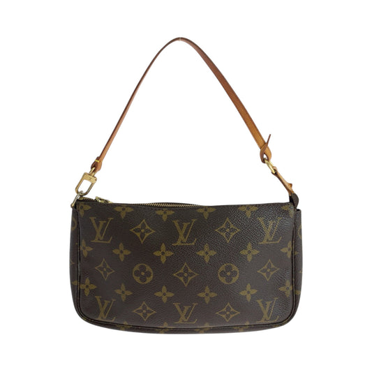 LOUIS VUITTON Handbag M51980 PVC Brown Gold Metal Handbag accessory pouch Monogram Pochette Accessoires Women Used Authentic