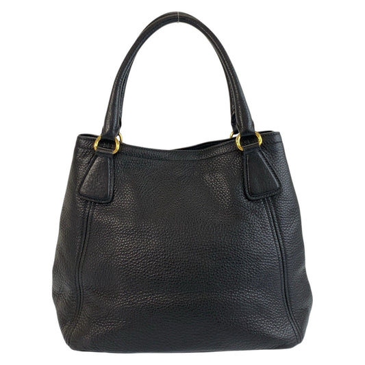 PRADA Tote Bag leather Black GoldMetal Tote Bag Shoulder Bag Vitterodino Women Used Authentic