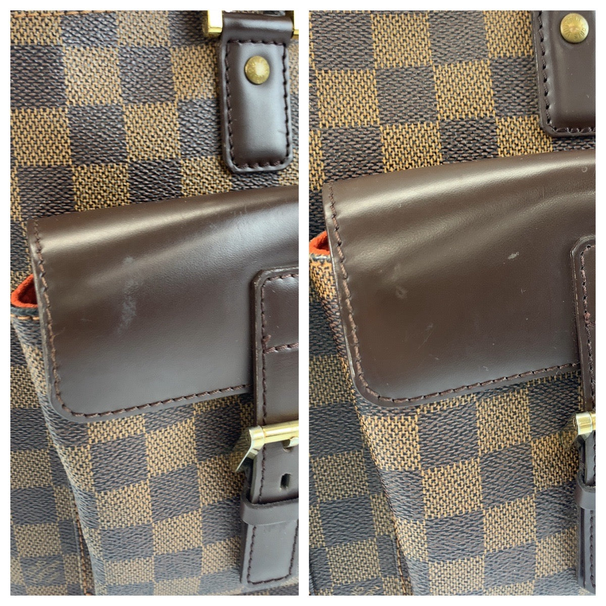 LOUIS VUITTON Tote Bag N51120 PVC, Leather Brown Gold Metal Tote Bag handbag Damier Manosque GM Women Used Authentic