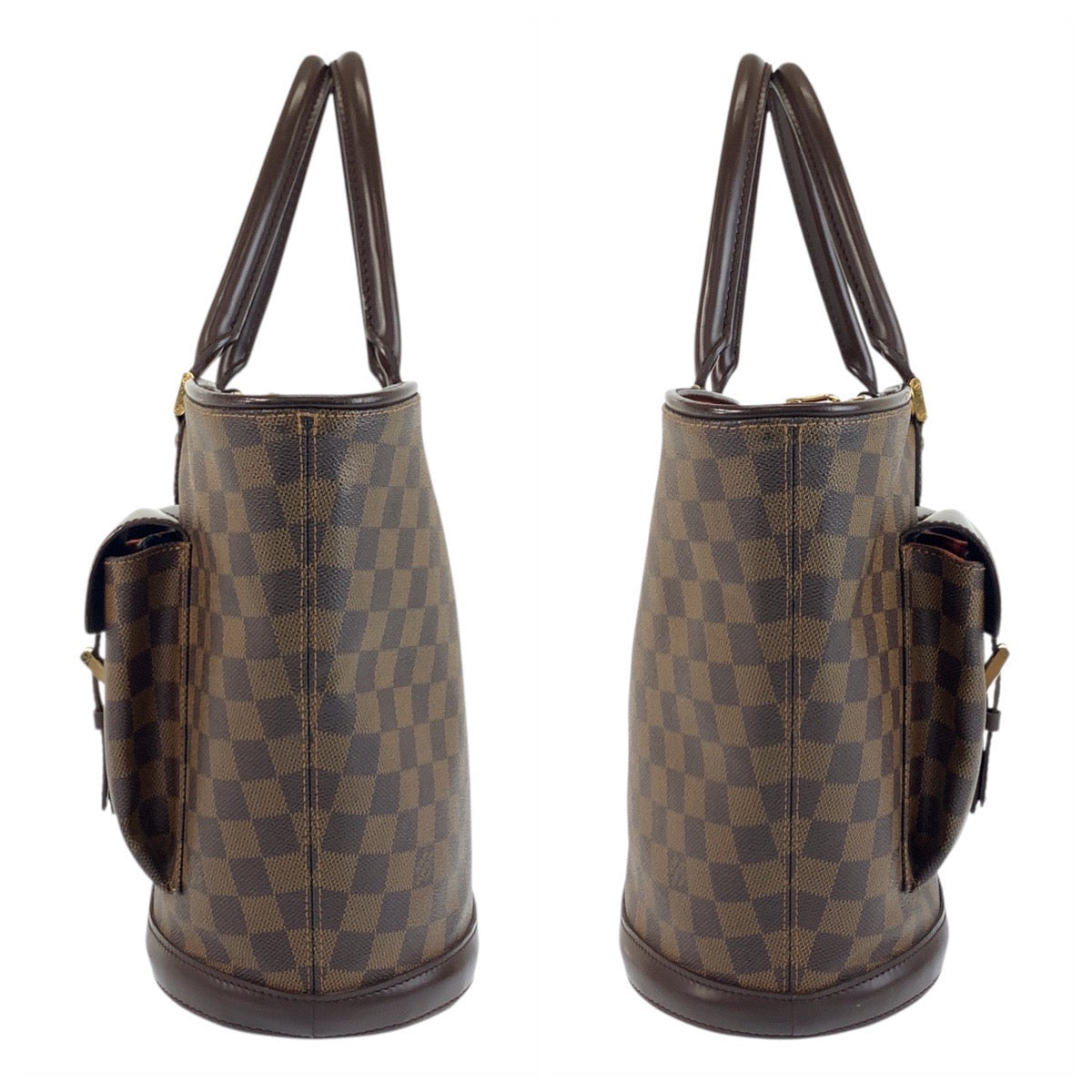 LOUIS VUITTON Tote Bag N51120 PVC, Leather Brown Gold Metal Tote Bag handbag Damier Manosque GM Women Used Authentic
