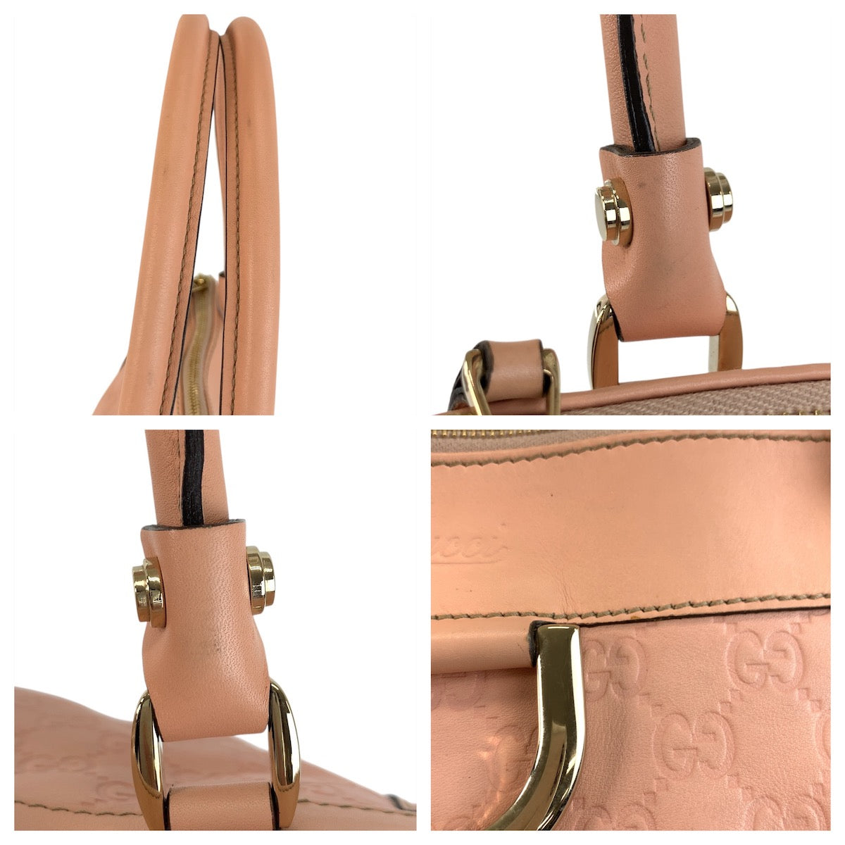 GUCCI Tote Bag 189831 leather Pink Gold Metal Tote Bag Shoulder Bag Abby Guccissima Women Used Authentic