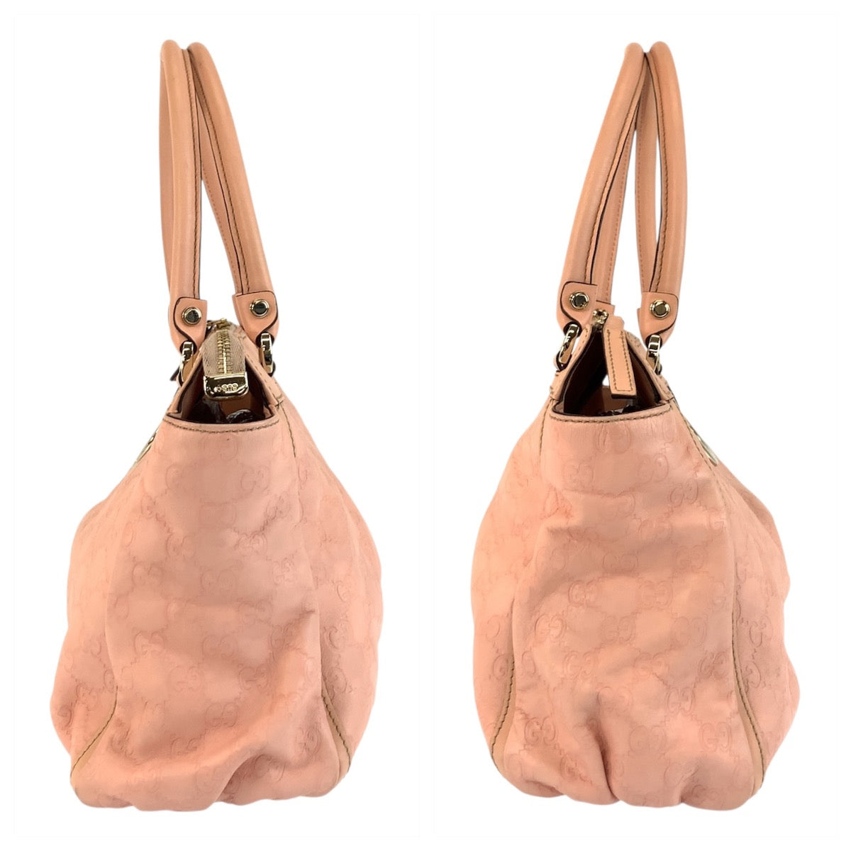 GUCCI Tote Bag 189831 leather Pink Gold Metal Tote Bag Shoulder Bag Abby Guccissima Women Used Authentic