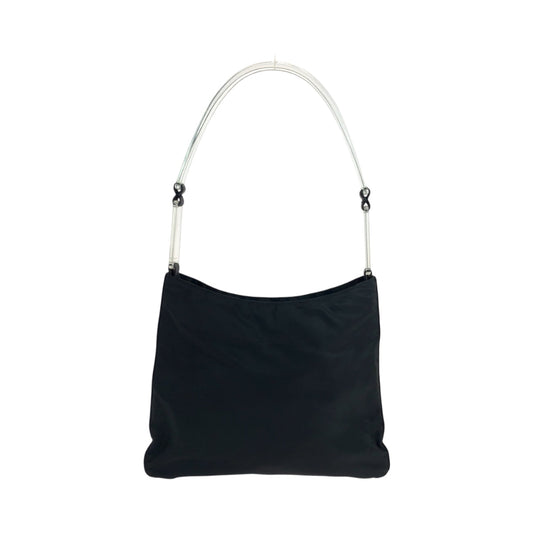 PRADA Shoulder Bag Nylon, Plastic Black Silver Metal Shoulder Bag Shoulder Bag Test Triangle With logo Women Used Authentic