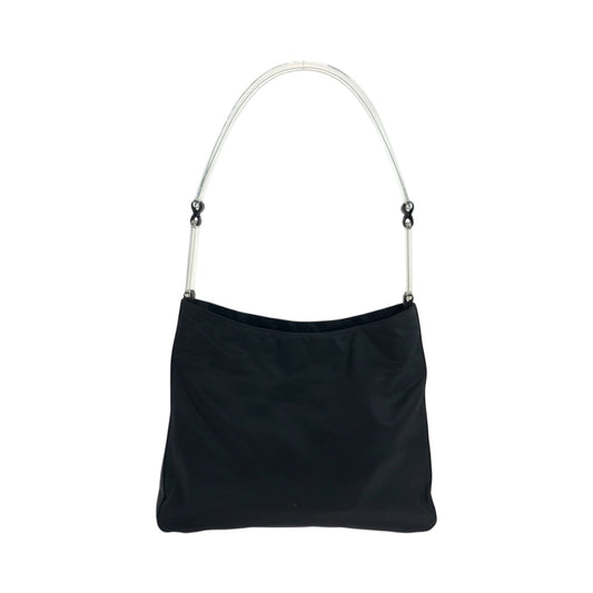 PRADA Shoulder Bag Nylon, Plastic Black Silver Metal Shoulder Bag Shoulder Bag Test Triangle With logo Women Used Authentic
