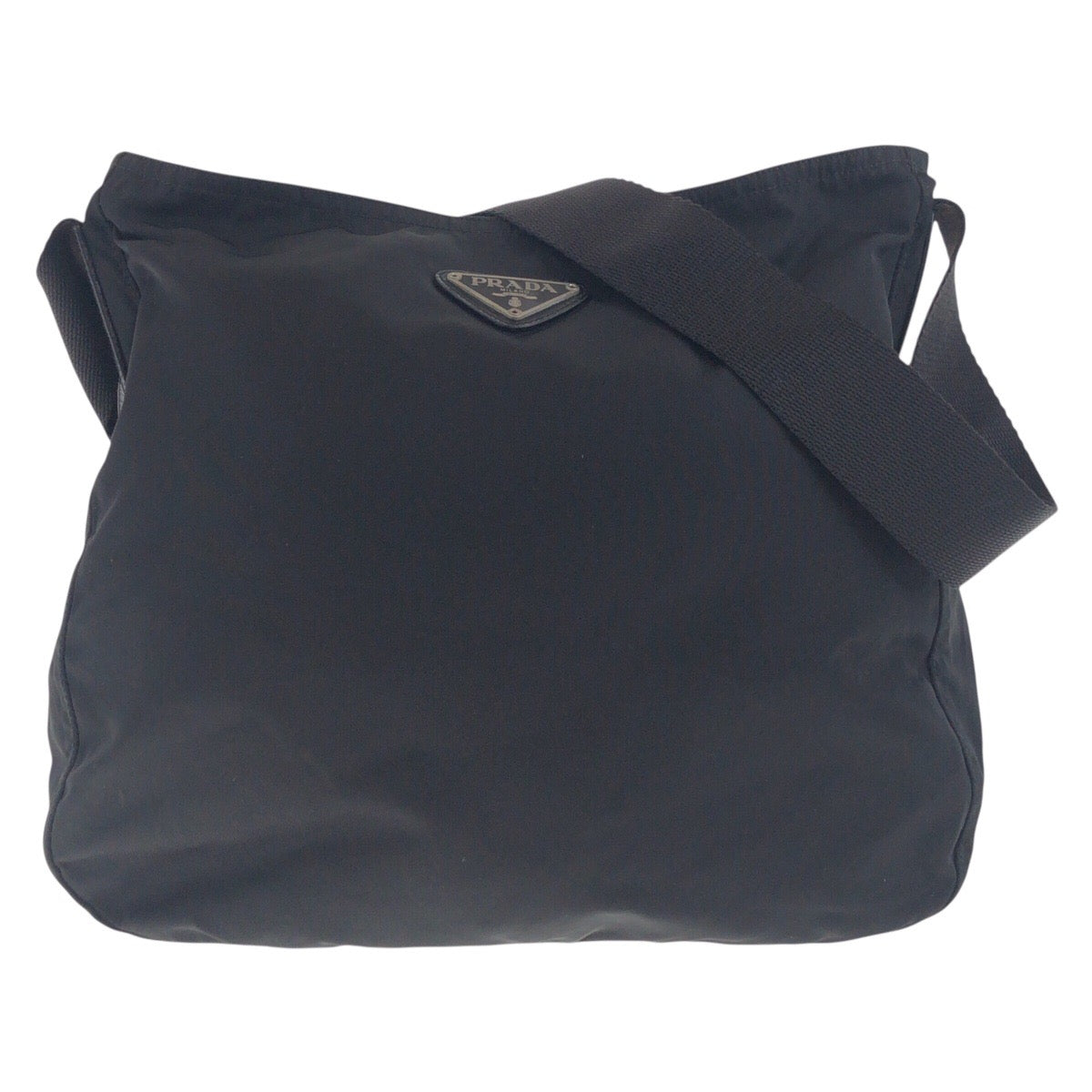 PRADA Shoulder Bag Nylon Black SilverMetal Shoulder Bag Body Bag Test Triangle With logo Women Used Authentic