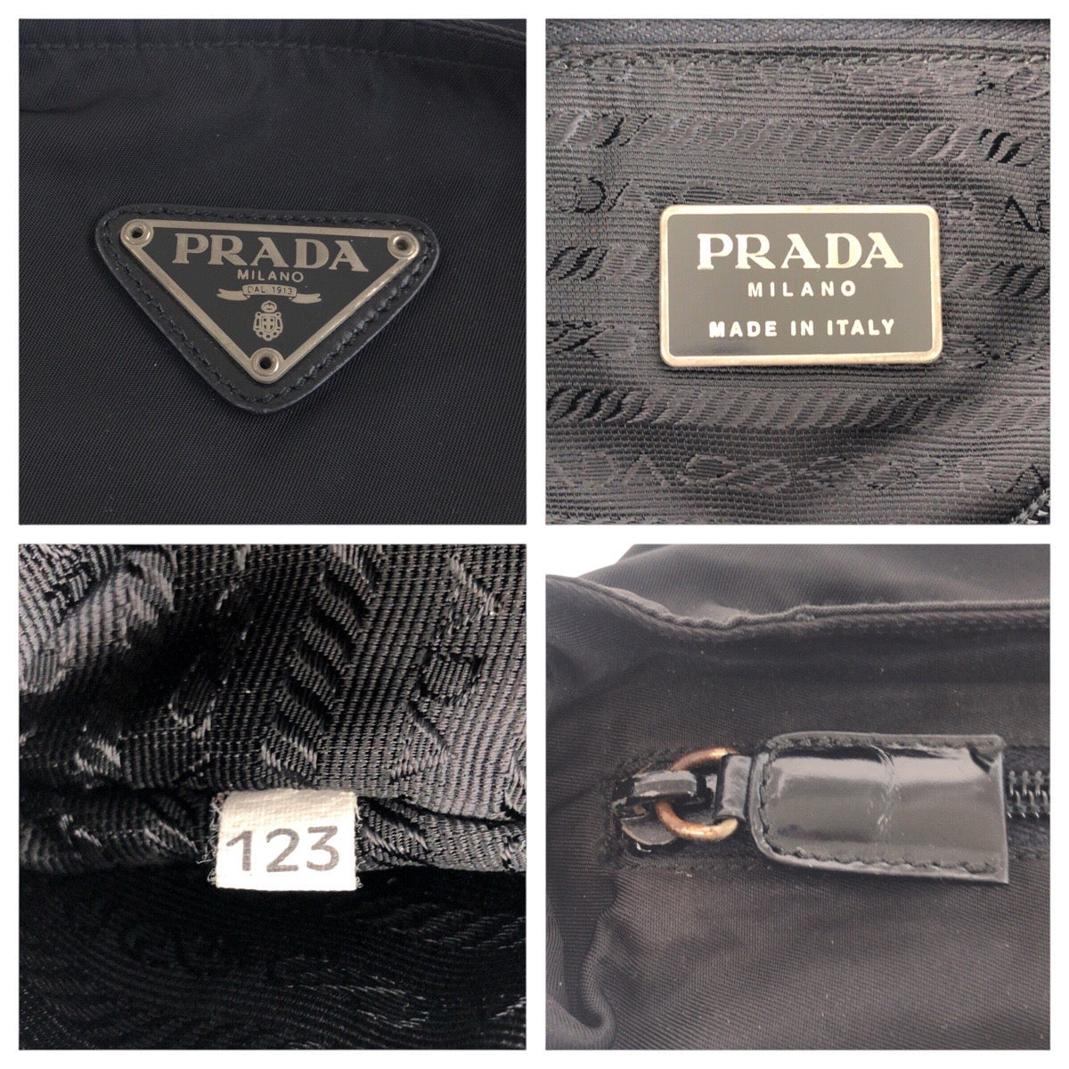 PRADA Shoulder Bag Nylon Black SilverMetal Shoulder Bag Body Bag Test Triangle With logo Women Used Authentic