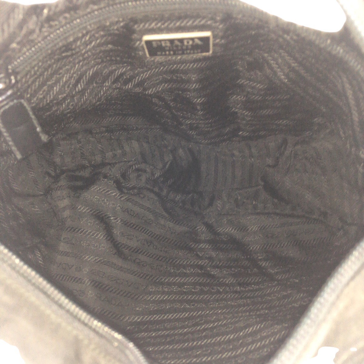 PRADA Shoulder Bag Nylon Black SilverMetal Shoulder Bag Body Bag Test Triangle With logo Women Used Authentic