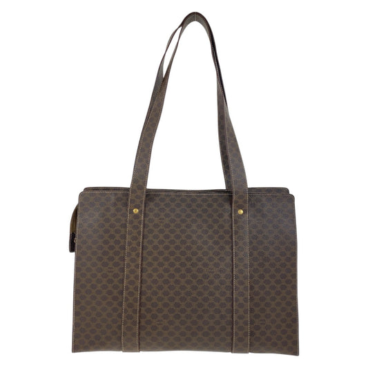 CELINE Tote Bag MC98/2 PVC Brown Gold Metal Tote Bag Shoulder Bag Macadam Women Used Authentic