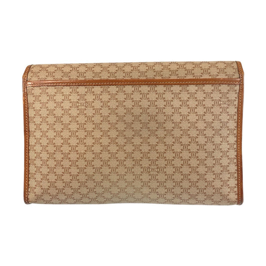 CELINE Clutch bag M08 PVC, Leather Brown Gold Metal Clutch bag business bag Macadam Women Used Authentic