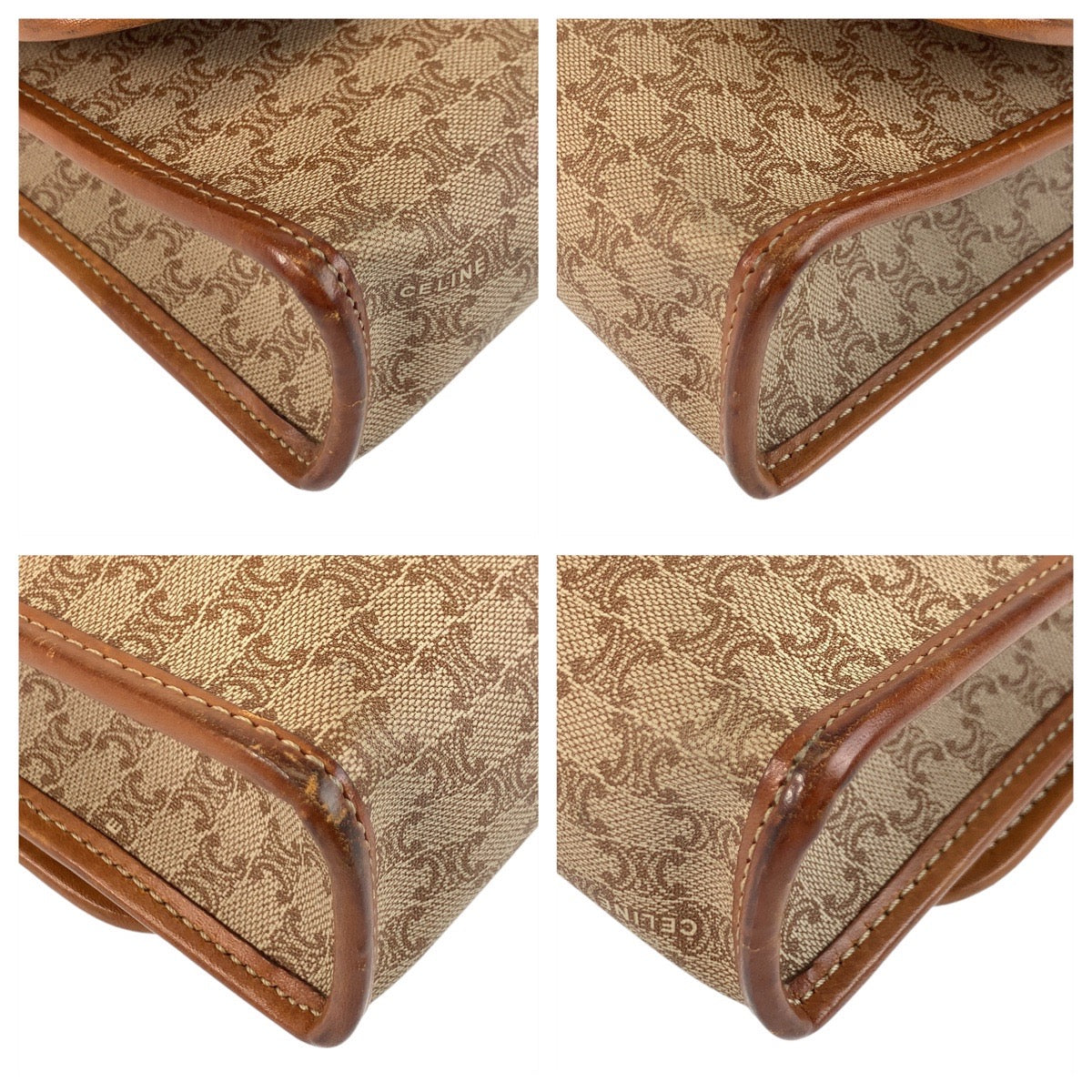 CELINE Clutch bag M08 PVC, Leather Brown Gold Metal Clutch bag business bag Macadam Women Used Authentic