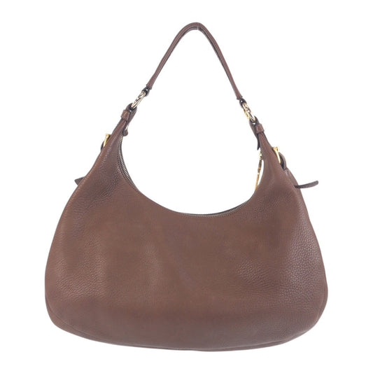 PRADA Shoulder Bag leather Brown Gold Metal Vitterodino