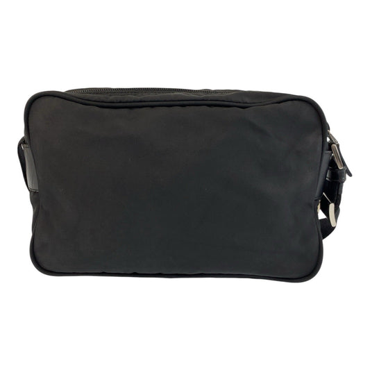 PRADA Shoulder Bag Nylon Black Silver Metal Test Triangle With logo