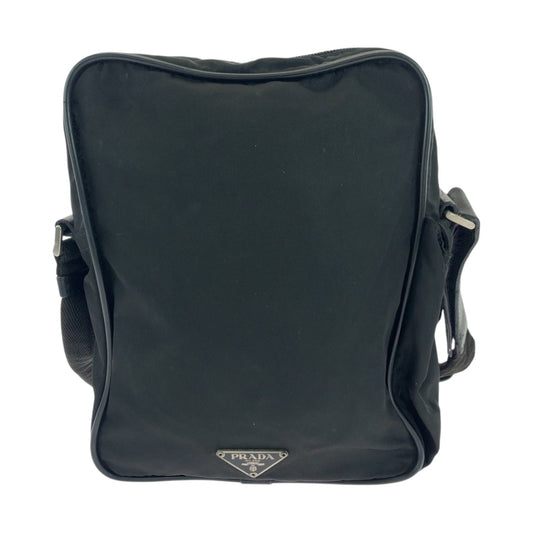 PRADA Shoulder Bag Nylon Black Silver Metal Test Triangle With logo