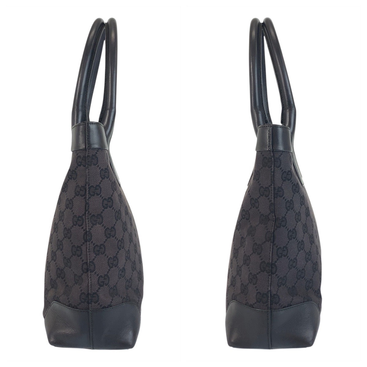 GUCCI Tote Bag 002 1119 GG canvas, leather Black black Tote Bag Shoulder Bag Women Used Authentic