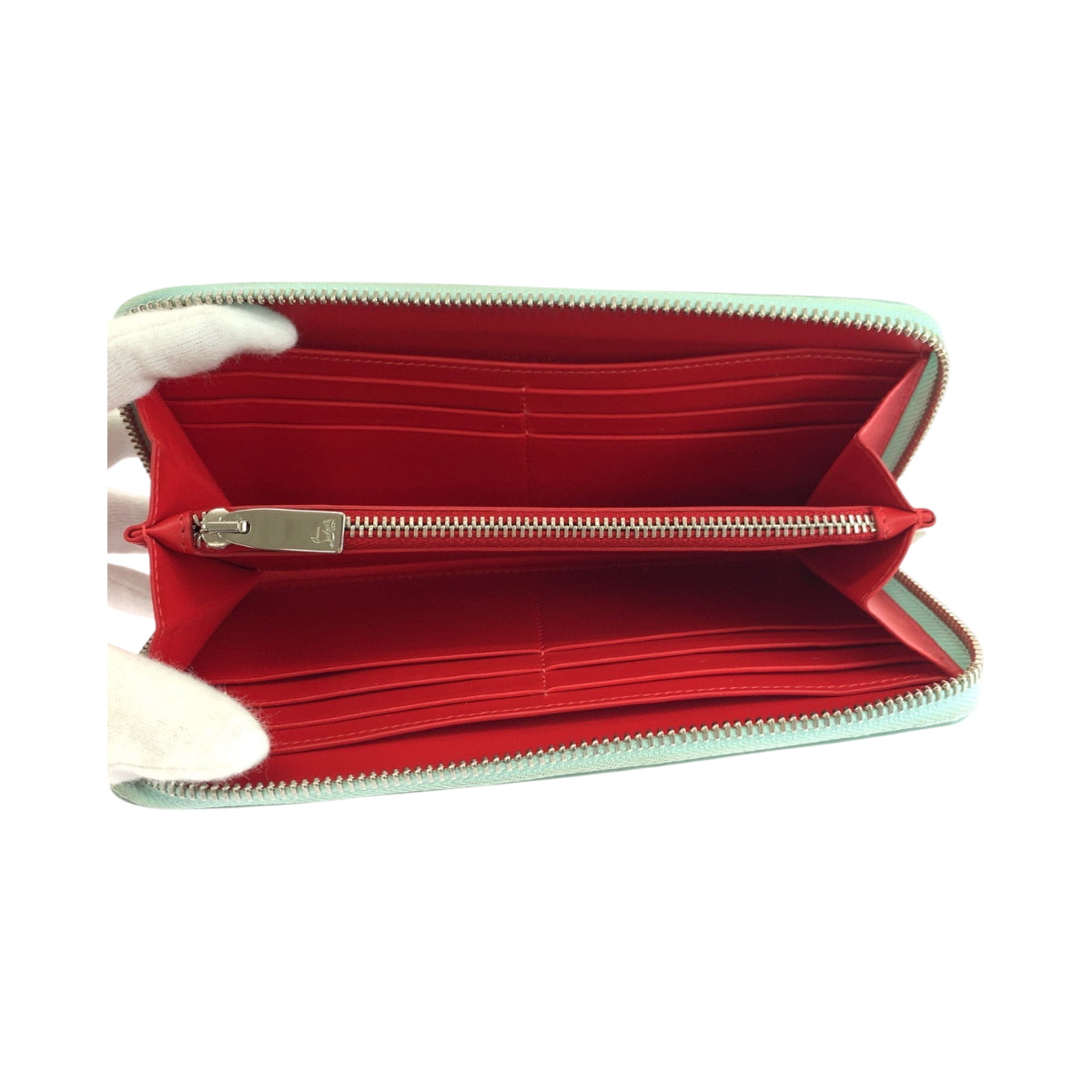 Christian Louboutin Long Wallet Purse leather Blue Multicolor SilverMetal Panettone