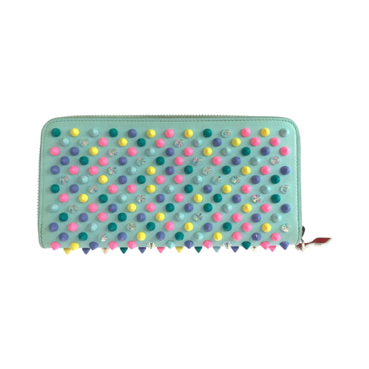 Christian Louboutin Long Wallet Purse leather Blue Multicolor SilverMetal Panettone