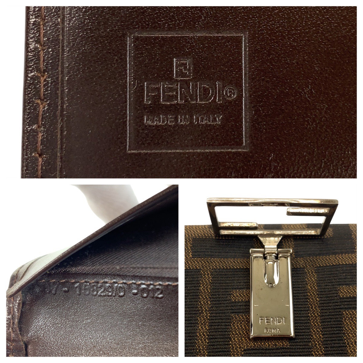 FENDI Tri-fold wallet 07-15829/0-012 canvas Brown Silver Metal Folding Wallet Compact Wallet Zucca Women Used Authentic