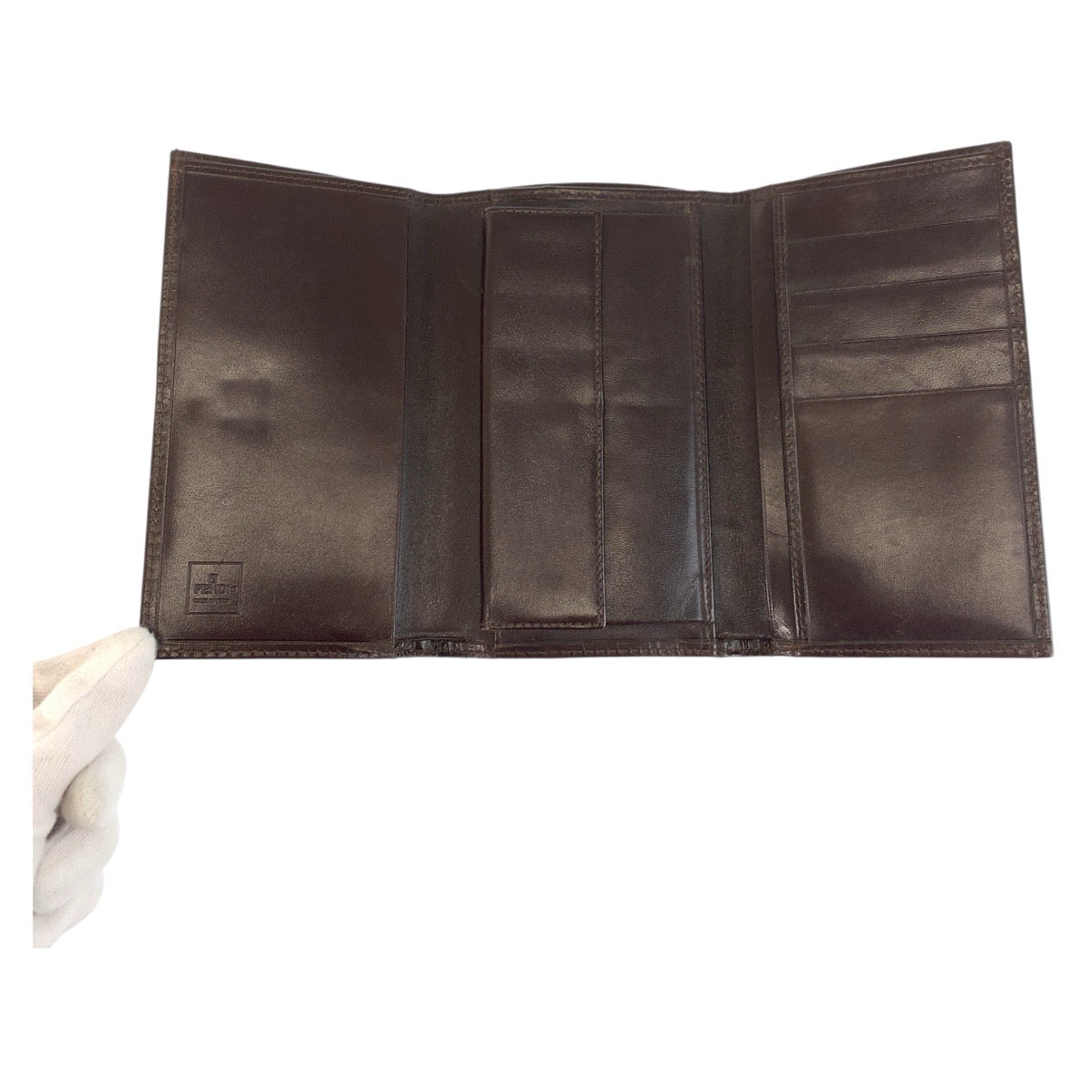 FENDI Tri-fold wallet 07-15829/0-012 canvas Brown Silver Metal Folding Wallet Compact Wallet Zucca Women Used Authentic