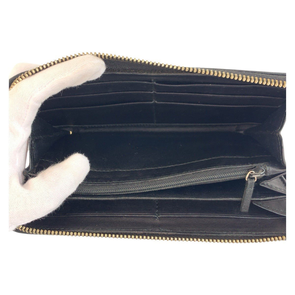 GUCCI Long Wallet Purse 112724 leather Black GoldMetal Long Wallet Purse Guccisima Women Used Authentic