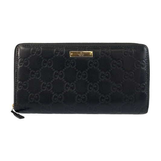 GUCCI Long Wallet Purse 112724 leather Black GoldMetal Long Wallet Purse Guccisima Women Used Authentic