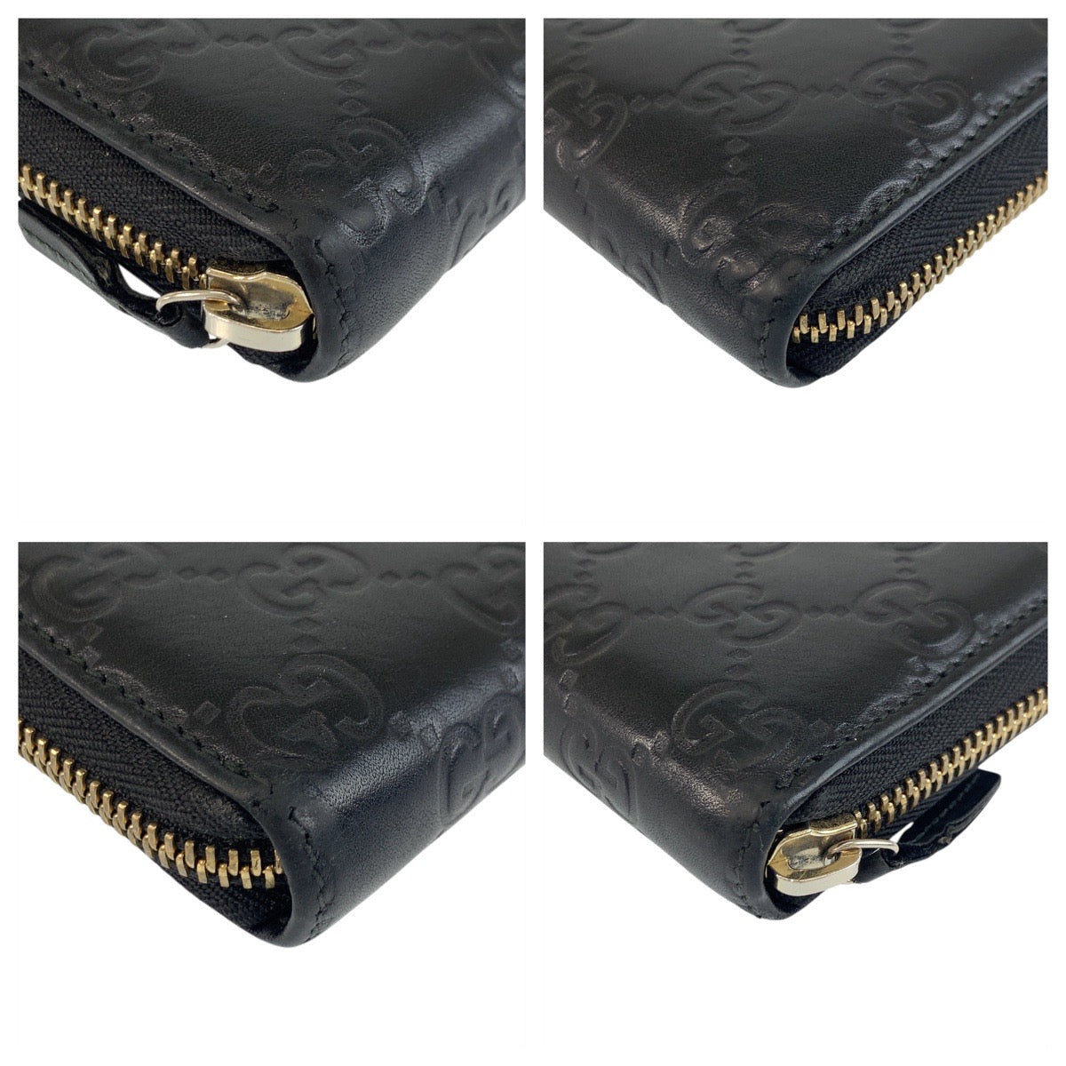 GUCCI Long Wallet Purse 112724 leather Black GoldMetal Long Wallet Purse Guccisima Women Used Authentic