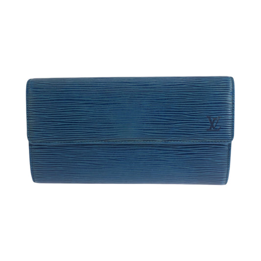 LOUIS VUITTON Long Wallet Purse M6359G Epi Leather Blue GoldMetal Long Wallet Purse Epi Porto Monnet Credit Women Used Authentic
