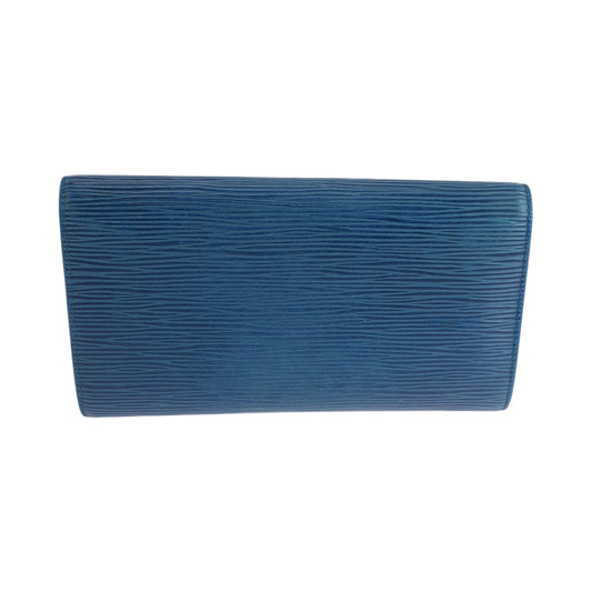 LOUIS VUITTON Long Wallet Purse M6359G Epi Leather Blue GoldMetal Long Wallet Purse Epi Porto Monnet Credit Women Used Authentic