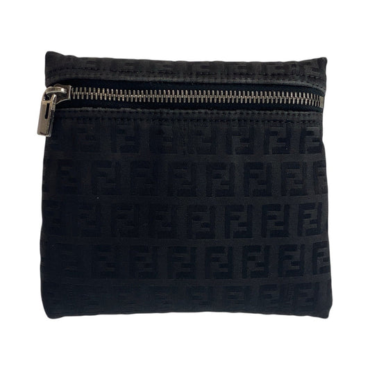 FENDI Pouch 7N0012 Nylon Black SilverMetal Pouch pouch Zucchino Women Used Authentic