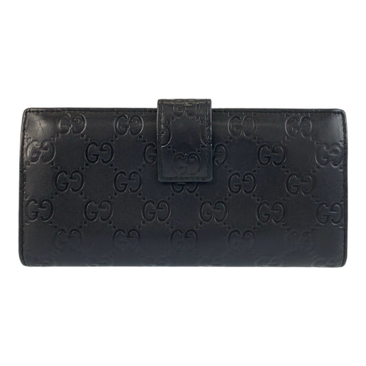 GUCCI Long Wallet Purse 112715 leather Black GoldMetal Long Wallet Purse Guccisima Women Used Authentic