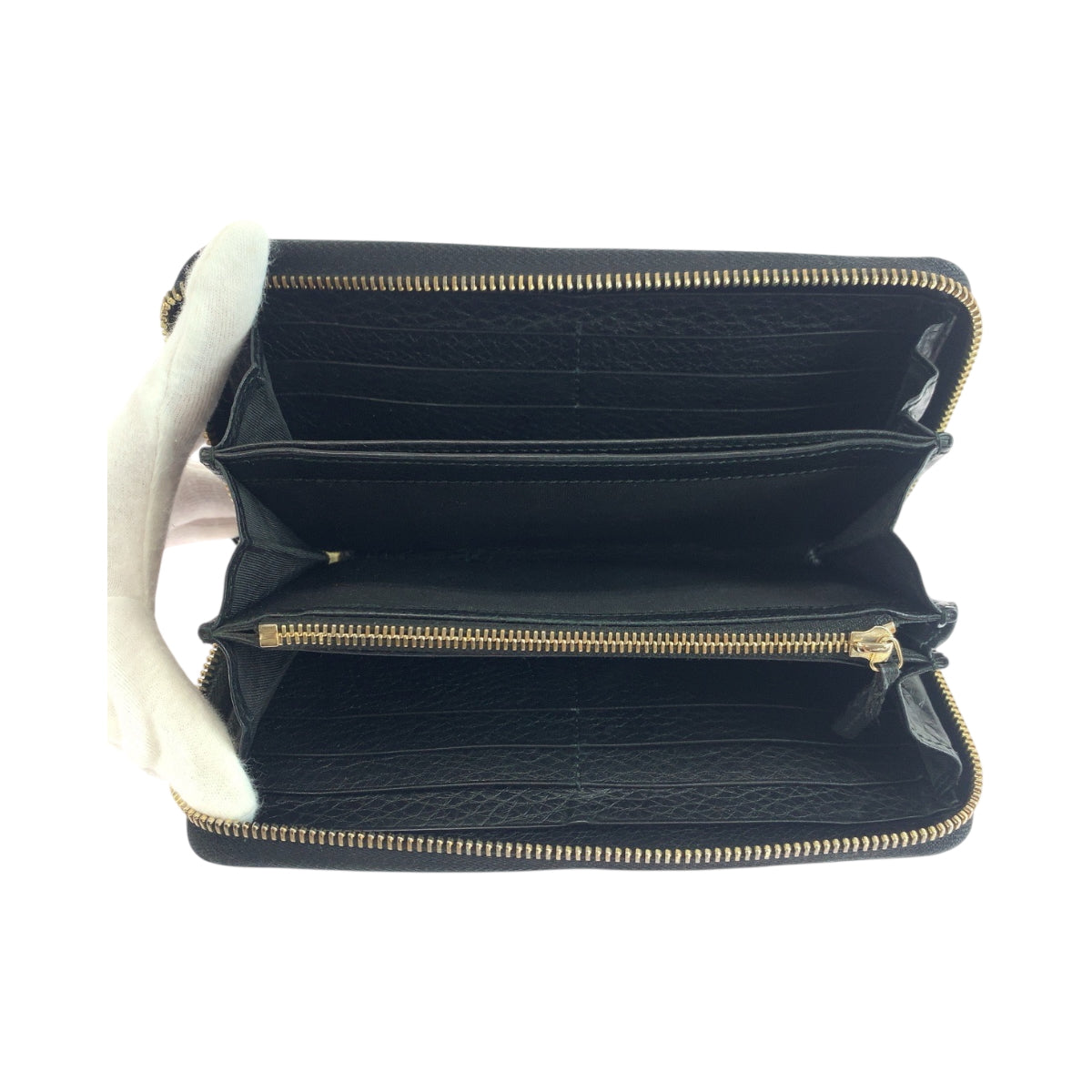 GUCCI Long Wallet Purse 308280 leather black Soho Interlocking
