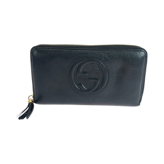 GUCCI Long Wallet Purse 308280 leather black Soho Interlocking