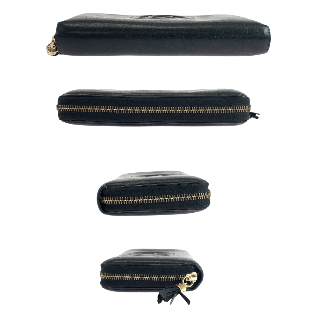 GUCCI Long Wallet Purse 308280 leather black Soho Interlocking