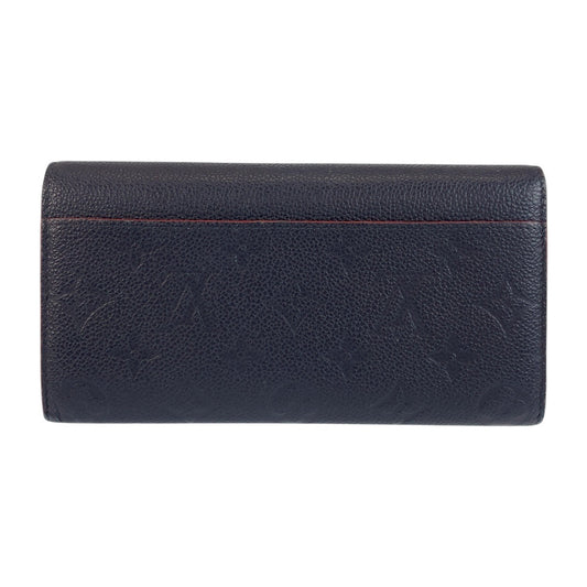 LOUIS VUITTON Long Wallet Purse M62125 leather Navy Gold Metal Long Wallet Purse Monogram Unplant Portefeuille Sarah Women Used Authentic