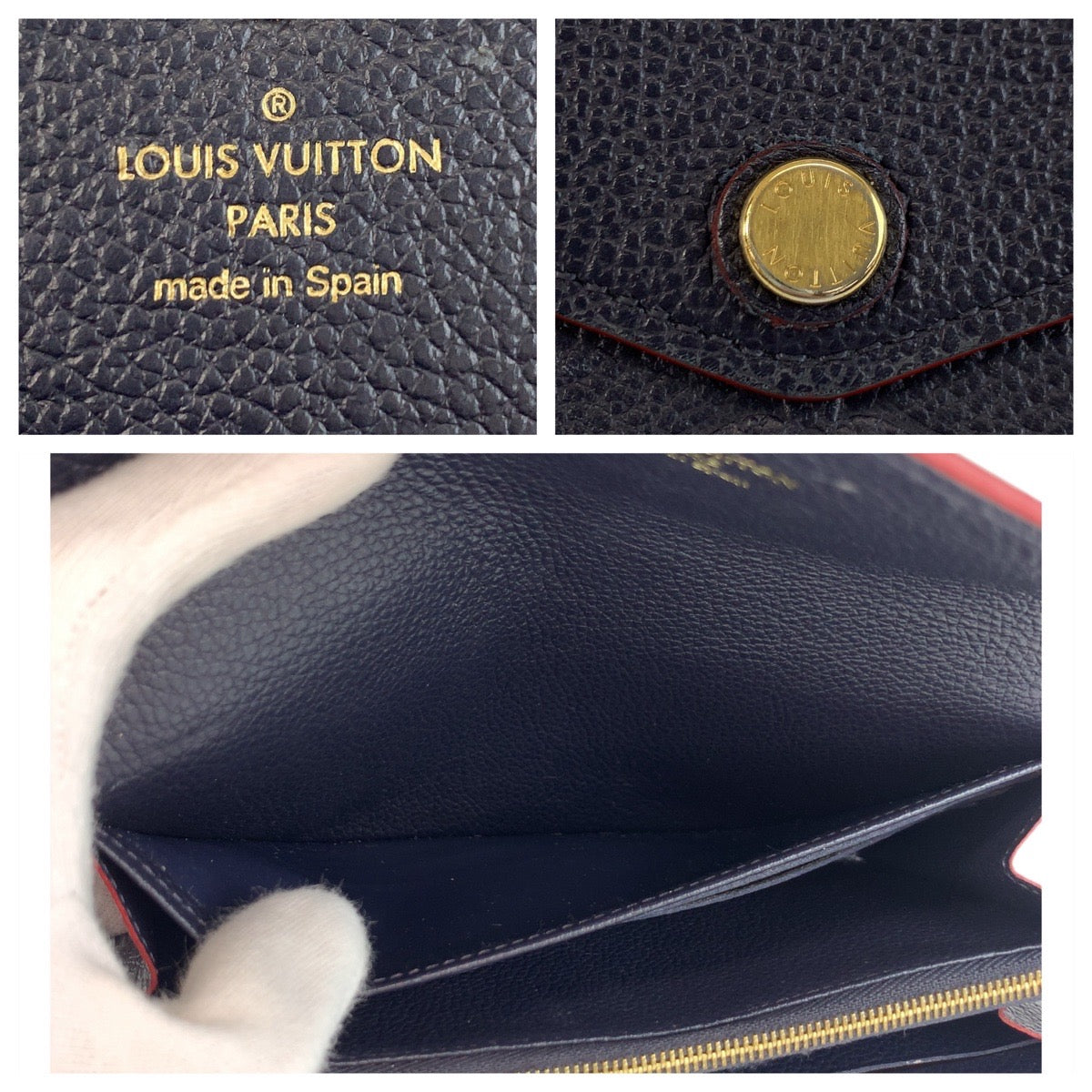 LOUIS VUITTON Long Wallet Purse M62125 leather Navy Gold Metal Long Wallet Purse Monogram Unplant Portefeuille Sarah Women Used Authentic
