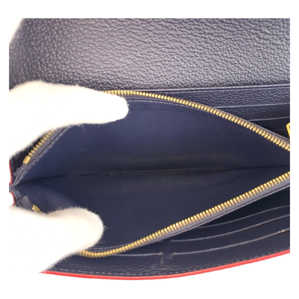 LOUIS VUITTON Long Wallet Purse M62125 leather Navy Gold Metal Long Wallet Purse Monogram Unplant Portefeuille Sarah Women Used Authentic
