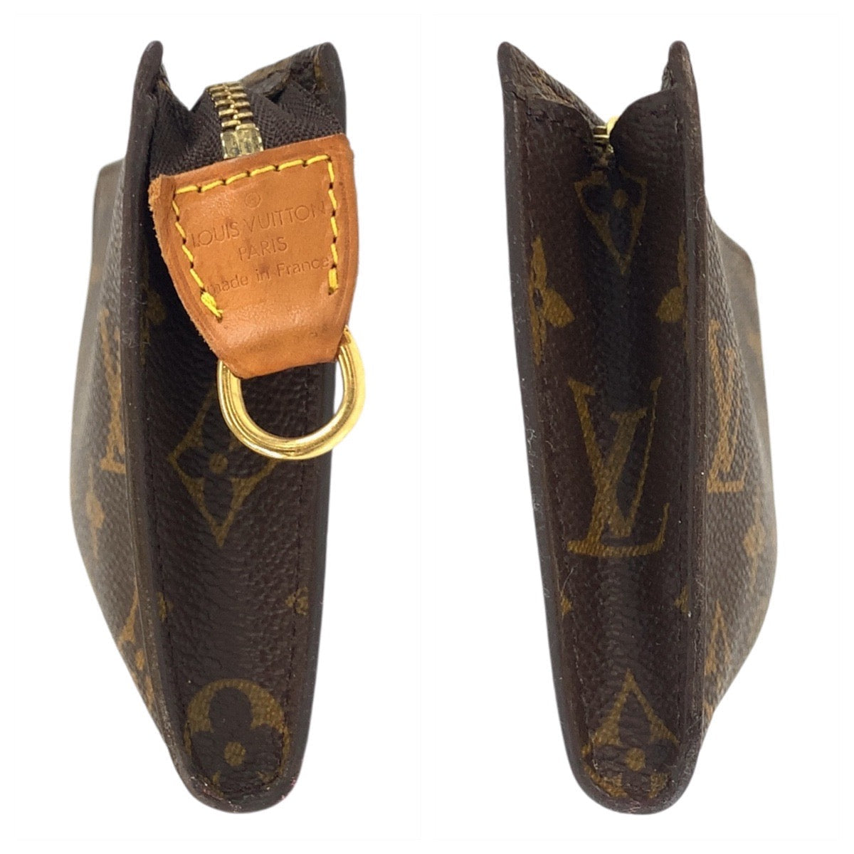 LOUIS VUITTON Pouch M51970 PVC Brown Gold Metal Pouch pouch Monogram Pochette Compact Tool Women Used Authentic