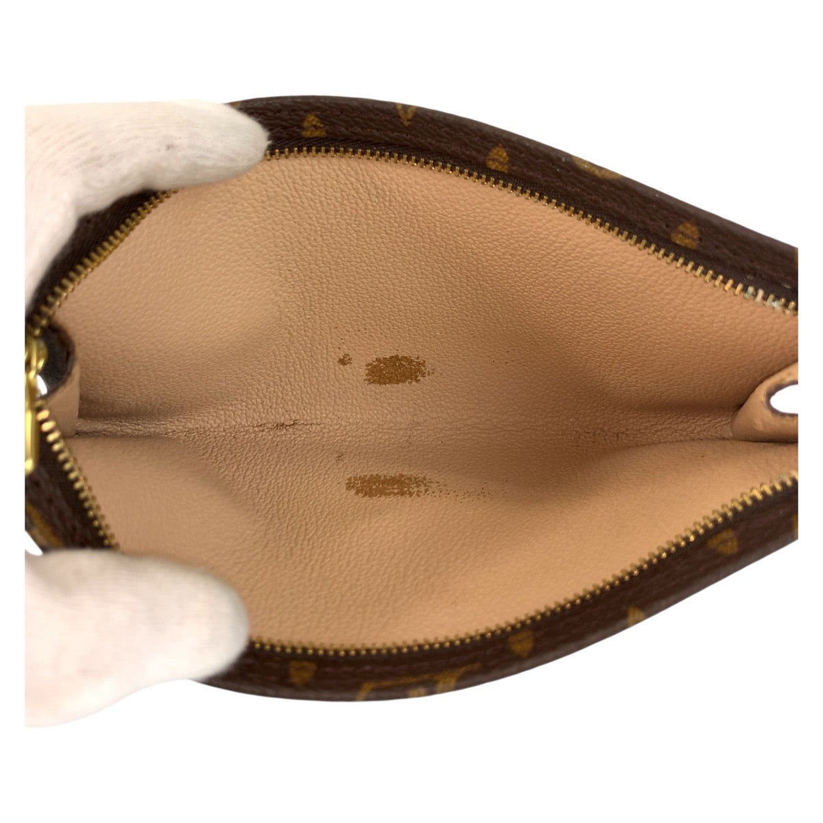 LOUIS VUITTON Pouch M51970 PVC Brown Gold Metal Pouch pouch Monogram Pochette Compact Tool Women Used Authentic