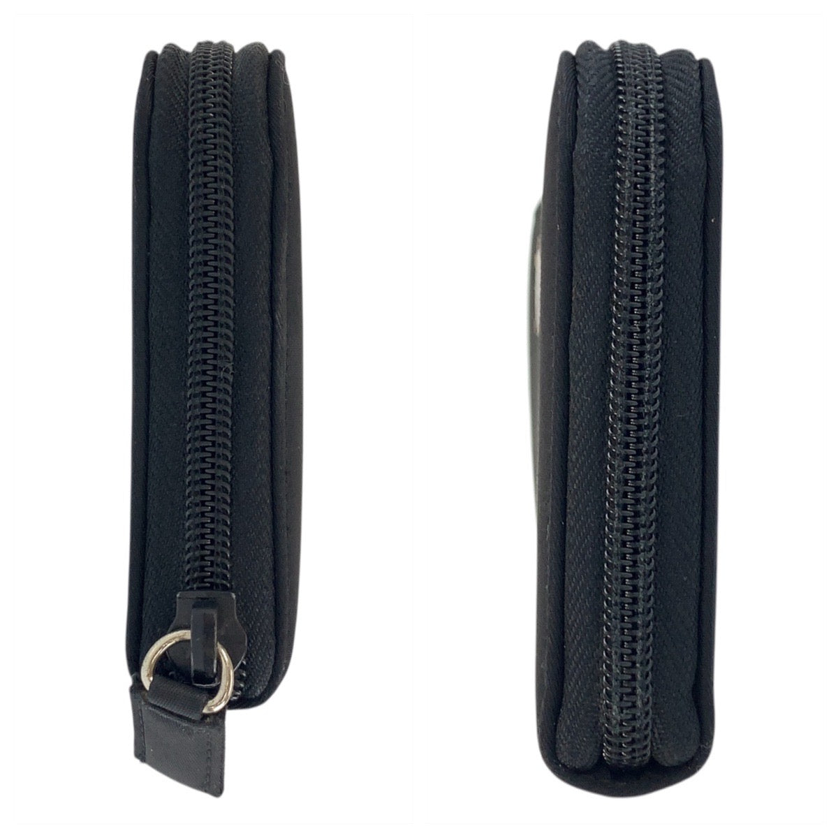 PRADA Long Wallet Purse Nylon Black SilverMetal Long Wallet Purse Test Triangle With logo Women Used Authentic