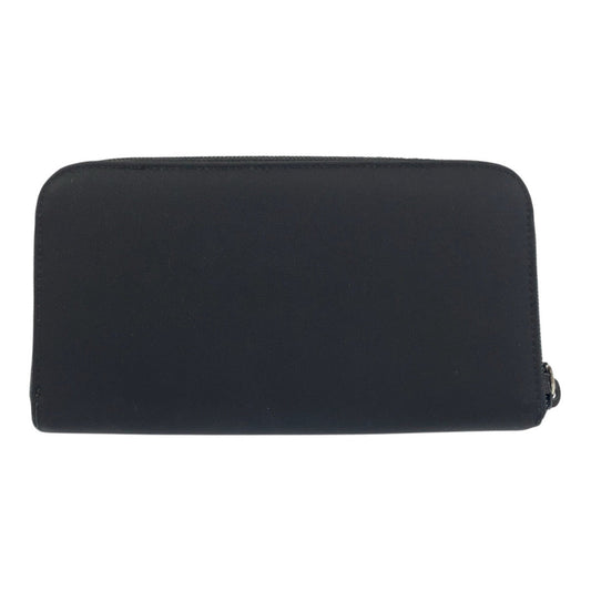 PRADA Long Wallet Purse Nylon Black SilverMetal Long Wallet Purse Test Triangle With logo Women Used Authentic
