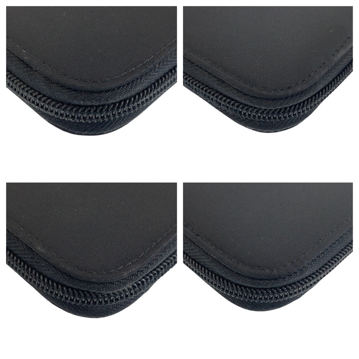 PRADA Long Wallet Purse Nylon Black SilverMetal Long Wallet Purse Test Triangle With logo Women Used Authentic