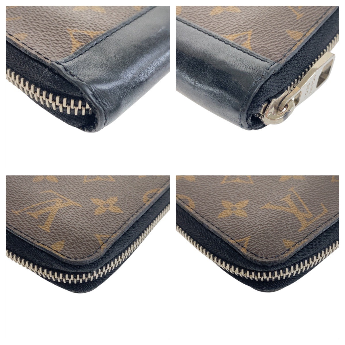 LOUIS VUITTON Long Wallet Purse M60109 PVC, Leather Brown Black SilverMetal Long Wallet Purse Monogram macacer Zippy Wallet Vertical mens Used Authentic