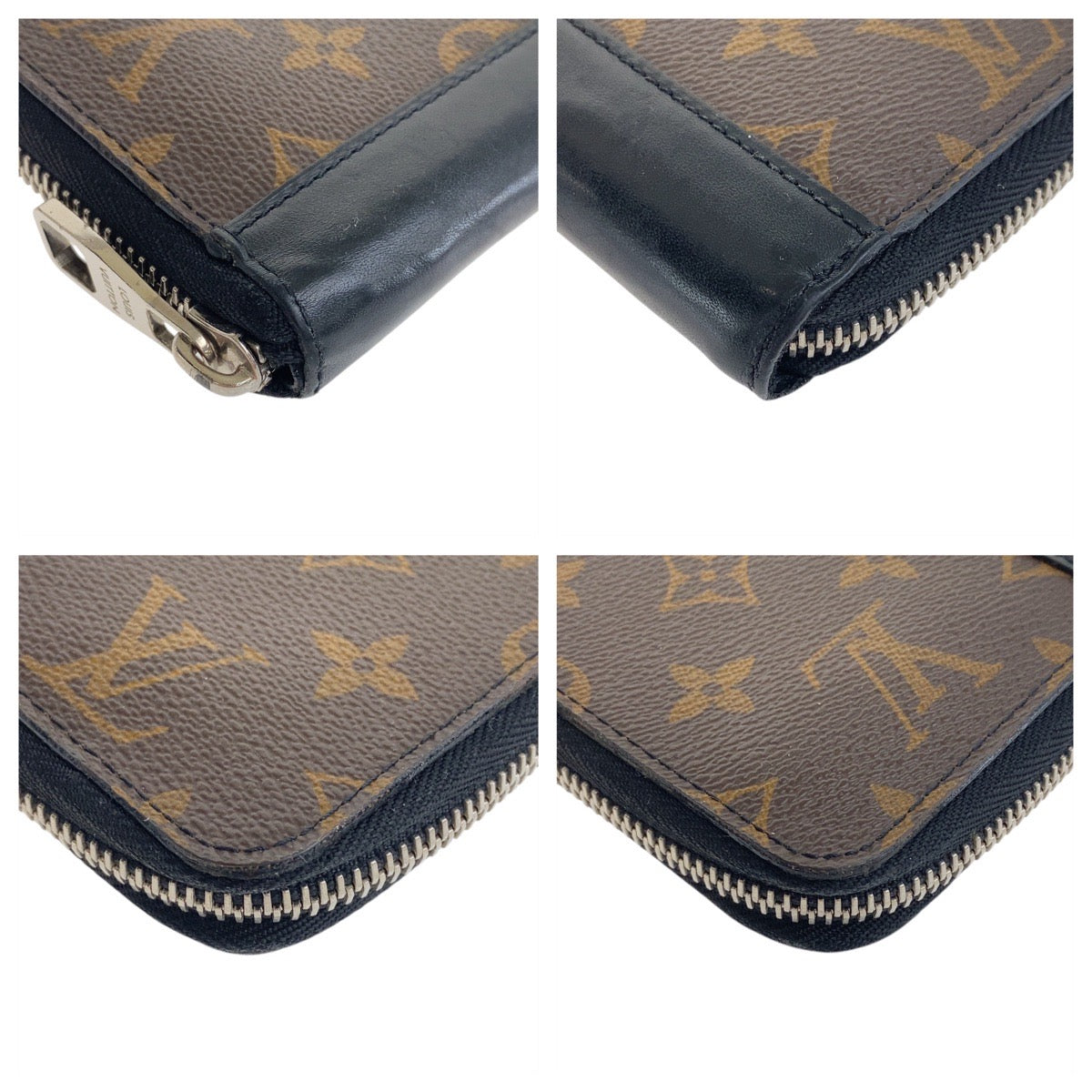 LOUIS VUITTON Long Wallet Purse M60109 PVC, Leather Brown Black SilverMetal Long Wallet Purse Monogram macacer Zippy Wallet Vertical mens Used Authentic